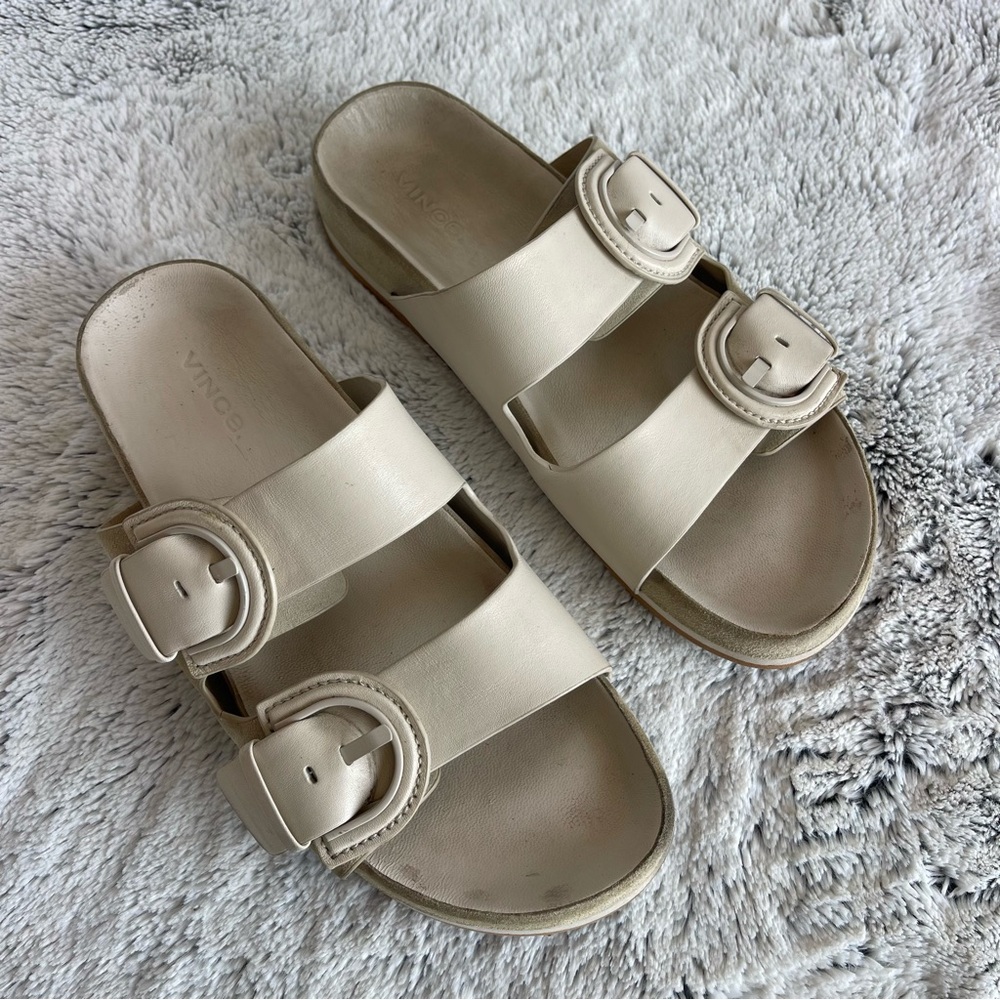 Vince Glyn Leather and Suede Slide Sandal 7.5
